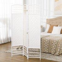 HOMCOM 3 Panel Folding Room Divider, Freestanding Privacy Screen, White