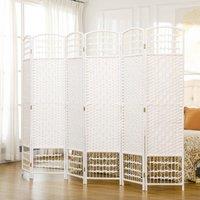 HOMCOM 6 Panel Folding Room Divider, Freestanding Privacy Screen, White