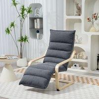 HOMCOM Birch Wood Lounge Chair for Living Room, Bedroom in Dark Grey