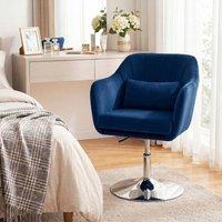 HOMCOM Retro Velvet Swivel Tub Chair with Steel Frame Dark Blue