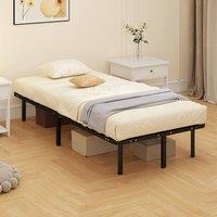 HOMCOM 3ft Single Bed Frame, Metal Platform Bed Frame with 2 x 14 Wood Slats in Black