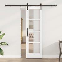 Berkfield Home Sliding Door with Hardware Set "ORKDAL" White Solid Wood & Glass