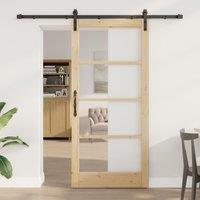Berkfield Home Sliding Door with Hardware Set "ORKDAL" Solid Wood & Glass in Beige
