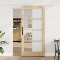 Berkfield Home Sliding Door with Hardware Set 'ORKDAL'Solid Wood & Glass in Beige