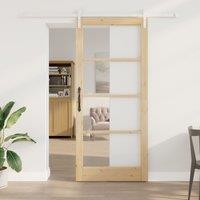 Berkfield Home Sliding Door with Hardware Set "ORKDAL" Solid Wood & Glass