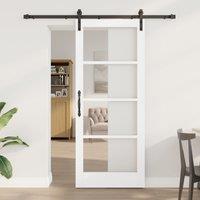 Berkfield Home Sliding Door with Hardware Set 'ORKDAL'White Solid Wood&Glass