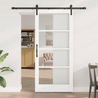 Berkfield Home Sliding Door with Hardware Set 'ORKDAL'White Solid Wood & Glass