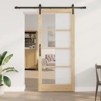 Berkfield Home Sliding Door with Hardware Set 'ORKDAL'Solid Wood & Glass