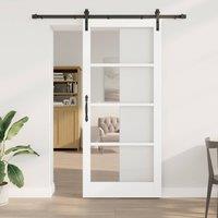 Berkfield Home Sliding Door with Hardware Set 'ORKDAL'White Solid Wood & Glass