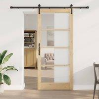 Berkfield Home Sliding Door with Hardware Set 'ORKDAL'Solid Wood & Glass in Beige