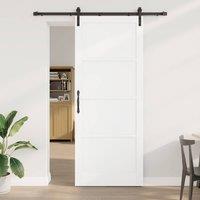Berkfield Home Sliding Door with Hardware Set White 93x232 cm Solid Wood Pine
