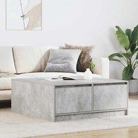 Berkfield Home Coffee Table with Drawers Concrete Grey 100x100x40 cm | Size: 100 x 100 x 40 cm