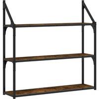 Berkfield Home 3-Tier Wall Shelf Smoked Oak 80x21x78.5 cm Engineered Wood in Brown