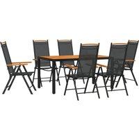 Berkfield Home 7 Piece Garden Dining Set Black & Brown Aluminium