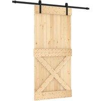 Berkfield Home Sliding Door with Hardware Set 95x210 cm Solid Wood Pine in Natural