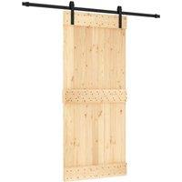 Berkfield Home Sliding Door with Hardware Set 90x210 cm Solid Wood Pine in Tan