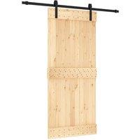 Berkfield Home Sliding Door with Hardware Set 90x210 cm Solid Wood Pine in Light Sand