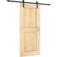 Berkfield Home Sliding Door with Hardware Set 90x210 cm Solid Wood Pine in Natural
