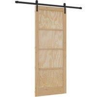 Berkfield Home Sliding Door with Hardware Set 86x211 cm Solid Wood Pine in Beige