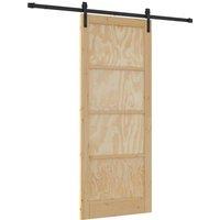Berkfield Home Sliding Door with Hardware Set 86x211 cm Solid Wood Pine in Beige