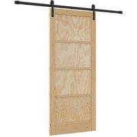 Berkfield Home Sliding Door with Hardware Set 86x198.5 cm Solid Pine Wood in Beige
