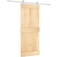 Berkfield Home Sliding Door with Hardware Set 85x210 cm Solid Wood Pine in Brown