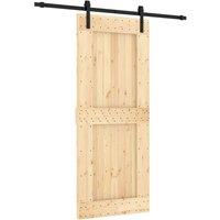 Berkfield Home Sliding Door with Hardware Set 85x210 cm Solid Wood Pine in Natural
