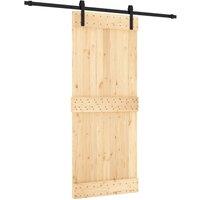 Berkfield Home Sliding Door with Hardware Set 85x210 cm Solid Wood Pine in Natural