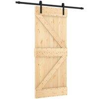 Berkfield Home Sliding Door with Hardware Set 85x210 cm Solid Wood Pine in Light Tan