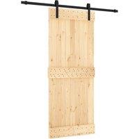 Berkfield Home Sliding Door with Hardware Set 85x210 cm Solid Wood Pine in Light Tan