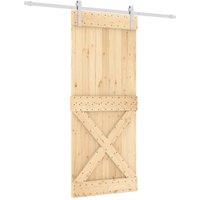 Berkfield Home Sliding Door with Hardware Set 85x210 cm Solid Wood Pine in Light Tan