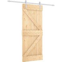 Berkfield Home Sliding Door with Hardware Set 85x210 cm Solid Wood Pine in Natural