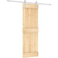 Berkfield Home Sliding Door with Hardware Set 70x210 cm Solid Wood Pine in Brown