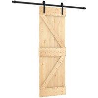Berkfield Home Sliding Door with Hardware Set 70x210 cm Solid Wood Pine in Natural