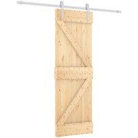 Berkfield Home Sliding Door with Hardware Set 70x210 cm Solid Wood Pine in Light Tan