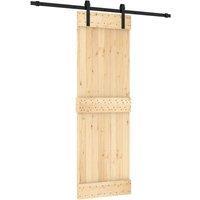 Berkfield Home Sliding Door with Hardware Set 70x210 cm Solid Wood Pine in Light Tan