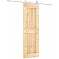 Berkfield Home Sliding Door with Hardware Set 70x210 cm Solid Wood Pine in Brown