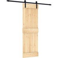 Berkfield Home Sliding Door with Hardware Set 70x210 cm Solid Wood Pine in Light Tan