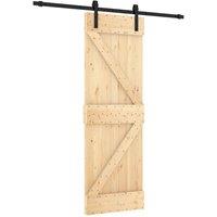 Berkfield Home Sliding Door with Hardware Set 70x210 cm Solid Wood Pine in Brown