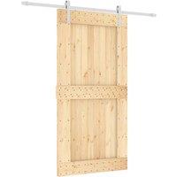 Berkfield Home Sliding Door with Hardware Set 100x210 cm Solid Wood Pine in Light Tan