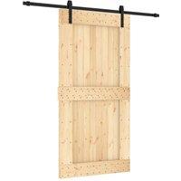 Berkfield Home Sliding Door with Hardware Set 100x210 cm Solid Wood Pine in Natural