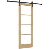 Berkfield Home Sliding Door with Hardware Set 'ORKDAL'Solid Wood & Glass in Light Brown
