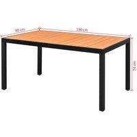 Berkfield Home Garden Table Brown 150x90x74 cm Aluminium & WPC | Size: 150 x 90 x 74 cm