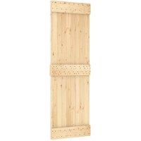 Berkfield Home Sliding Door with Hardware Set 70x210 cm Solid Wood Pine in Light Tan