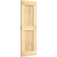 Berkfield Home Sliding Door with Hardware Set 70x210 cm Solid Wood Pine in Brown