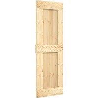 Berkfield Home Sliding Door with Hardware Set 70x210 cm Solid Wood Pine in Brown