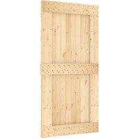 Berkfield Home Sliding Door with Hardware Set 100x210 cm Solid Wood Pine in Light Tan