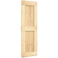 Berkfield Home Sliding Door with Hardware Set 70x210 cm Solid Wood Pine in Natural