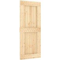 Berkfield Home Sliding Door with Hardware Set 85x210 cm Solid Wood Pine in Natural