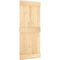 Berkfield Home Sliding Door with Hardware Set 85x210 cm Solid Wood Pine in Light Tan